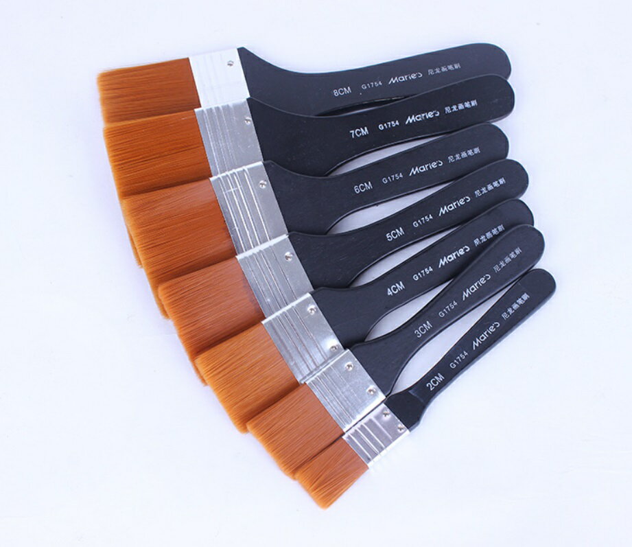 【馬利板刷筆】尼龍 板刷 尼龍畫筆刷 板刷筆 馬利牌 畫筆刷 水彩 壓克力 油畫