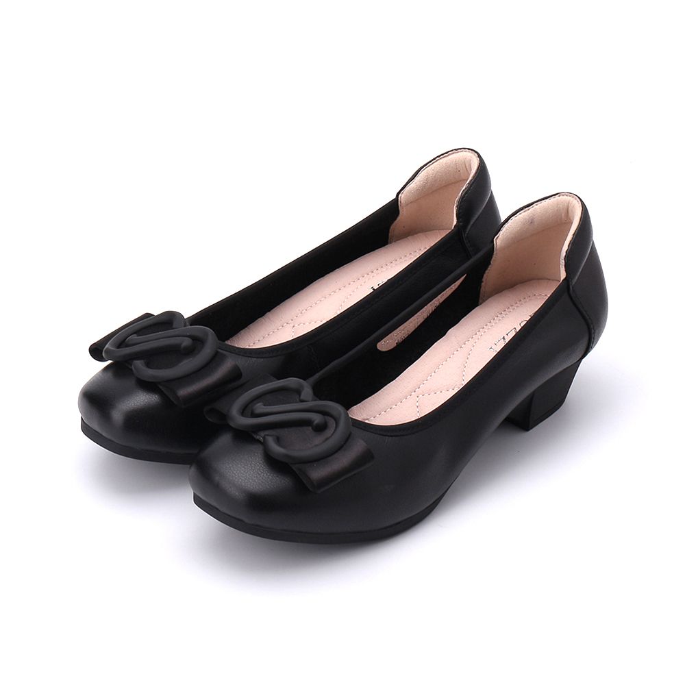 LUZZI 八字結粗跟鞋 黑 女鞋