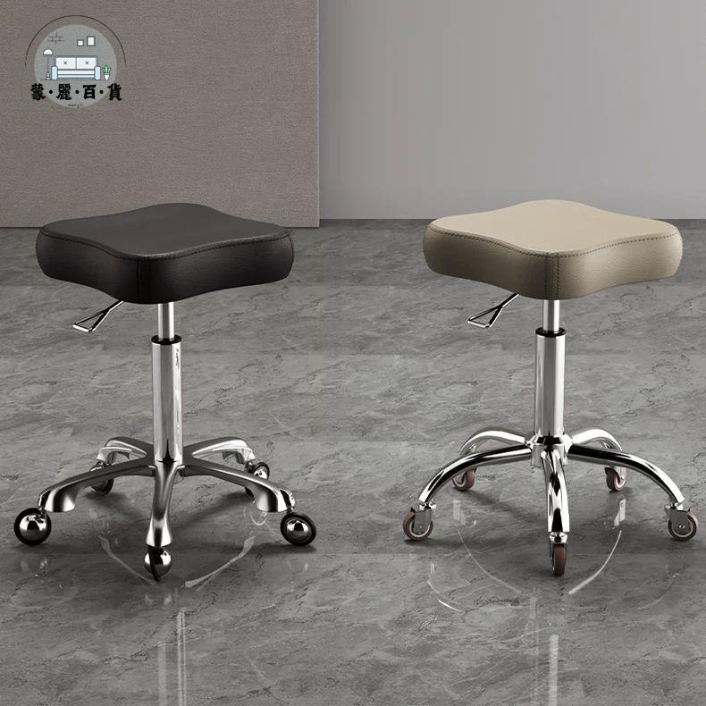 不鏽鋼凳 圓凳 凳子 理發店師傅凳美發店大工凳美容凳子滑輪專用升降美發美甲師旋轉椅免運 開立發票 工廠直銷 全館折扣 售後保障 m5521