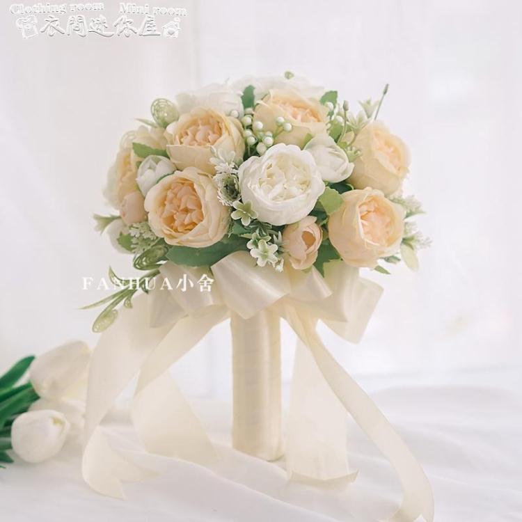 仿真花仿真花婚禮手捧花裝飾結婚花束婚紗攝影新娘伴娘玫瑰假花婚慶韓式