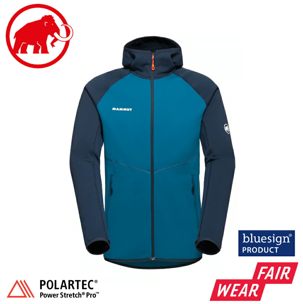 【MAMMUT 長毛象 男 Aconcagua ML Hooded 透氣快乾刷毛連帽外套《深冰藍/海洋藍》】1014-04281