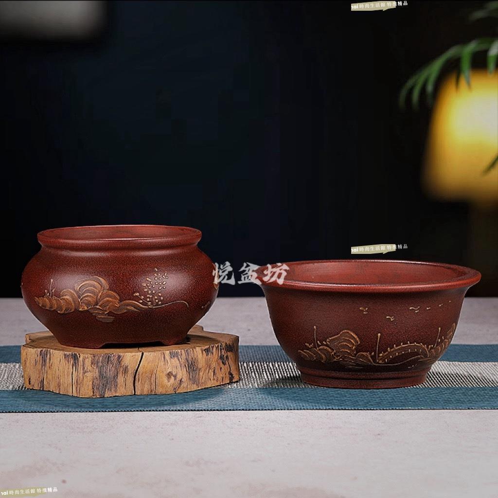 花盆花器紫砂花盆紫砂花盆多肉小盆景盆陶瓷文竹菖蒲仿古回流古典