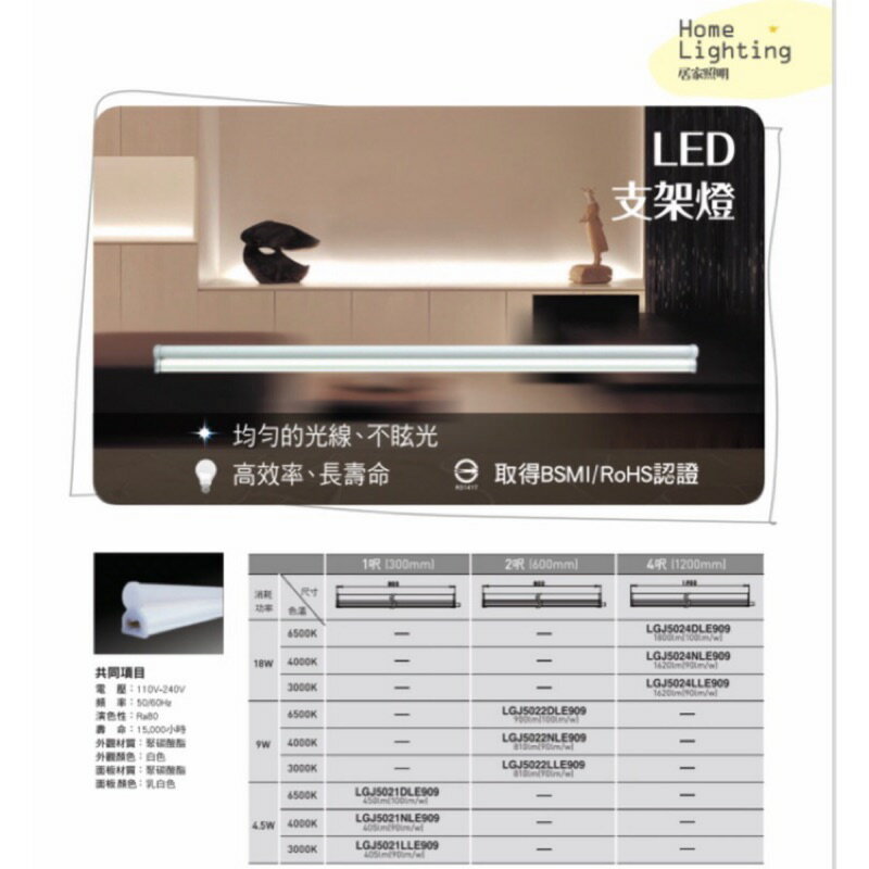 (A Light) 附發票 國際牌 LED 支架燈 4尺 2尺 1尺 層板燈 間接光源 櫥櫃燈 4呎 2呎1呎 110V 220V