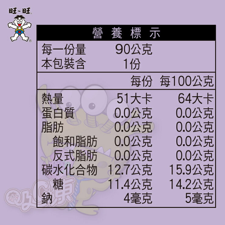 旺旺 吸C凍(葡萄果汁風味) 90g x6入★葡萄果汁口味★可以吸的果凍★三種口感★每一口都享受 ★零食★零嘴★飲料★下午茶★聚餐 6