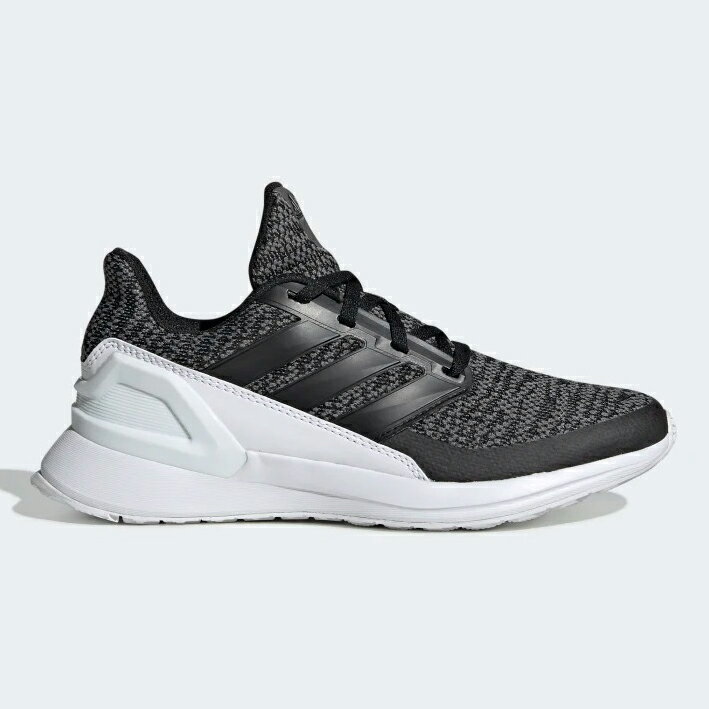 ADIDAS RAPIDARUN KNIT J 童鞋 大童 慢跑 休閒 透氣 緩衝 輕量 舒適 黑 白【運動世界】D97002