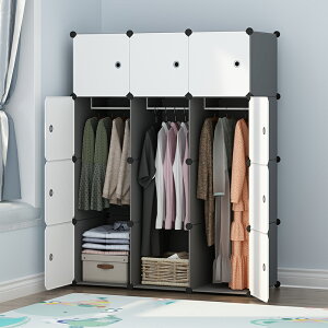 簡易布衣柜結實耐用家用臥室加粗加固全鋼架折疊出租房用組合衣櫥