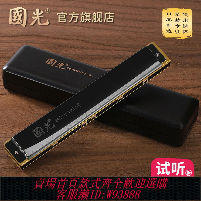 {臺灣公司貨 可打統編}上海國光口琴24孔復音C調初學者小學生專用兒童成人28孔入門演奏