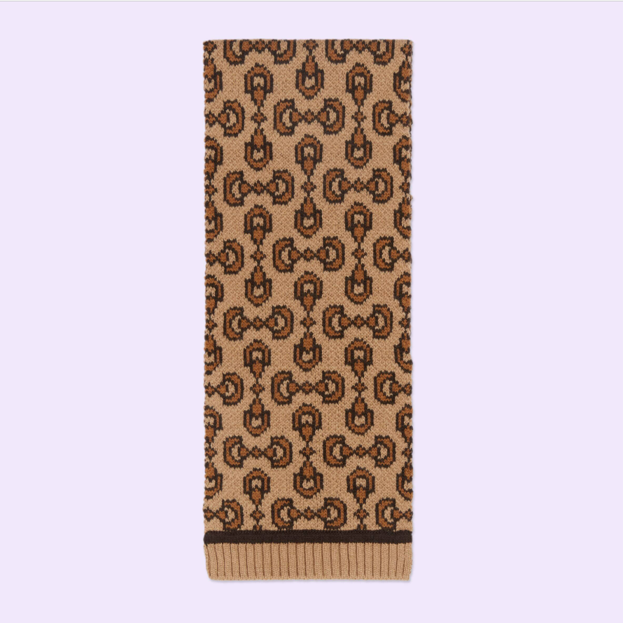 GUCCI圍巾 Schal aus Wolle mit Horsebit-Motiv