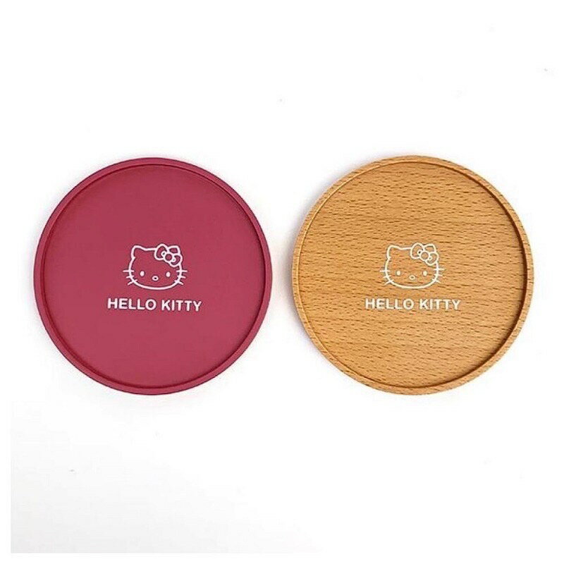 【震撼精品百貨】Hello Kitty 凱蒂貓~日本三麗鷗SANRIO Kitty 2入木製杯墊*01326