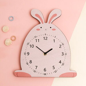 趣味卡通裝飾鐘錶 房幼兒園創意 動物兔子貓頭鷹掛鐘