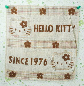 【震撼精品百貨】Hello Kitty 凱蒂貓 方巾/毛巾-棕米色 震撼日式精品百貨