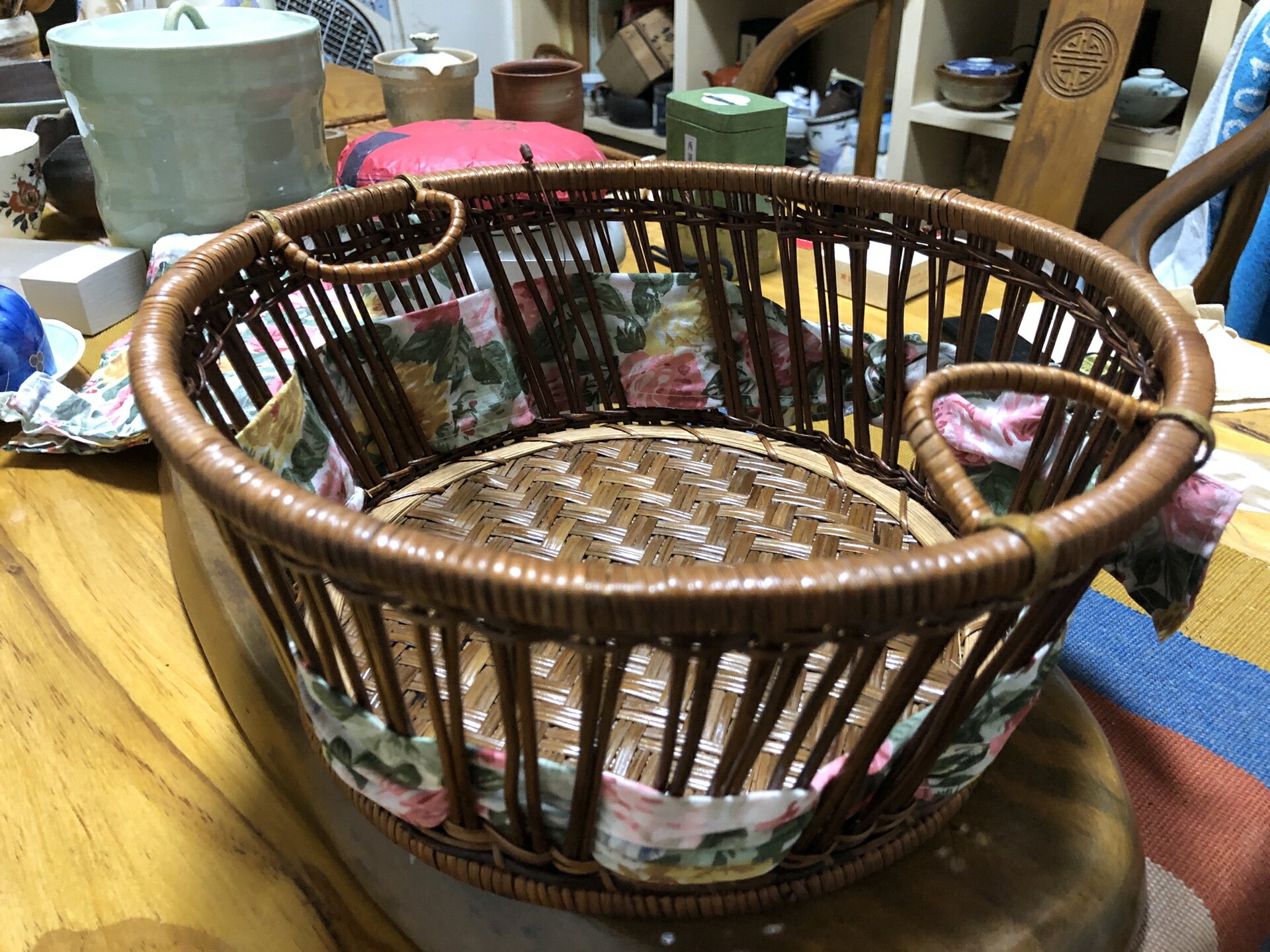 日本中古回流老竹編全手工雙拉環竹籃 置物籃 幾十年的老貨有包