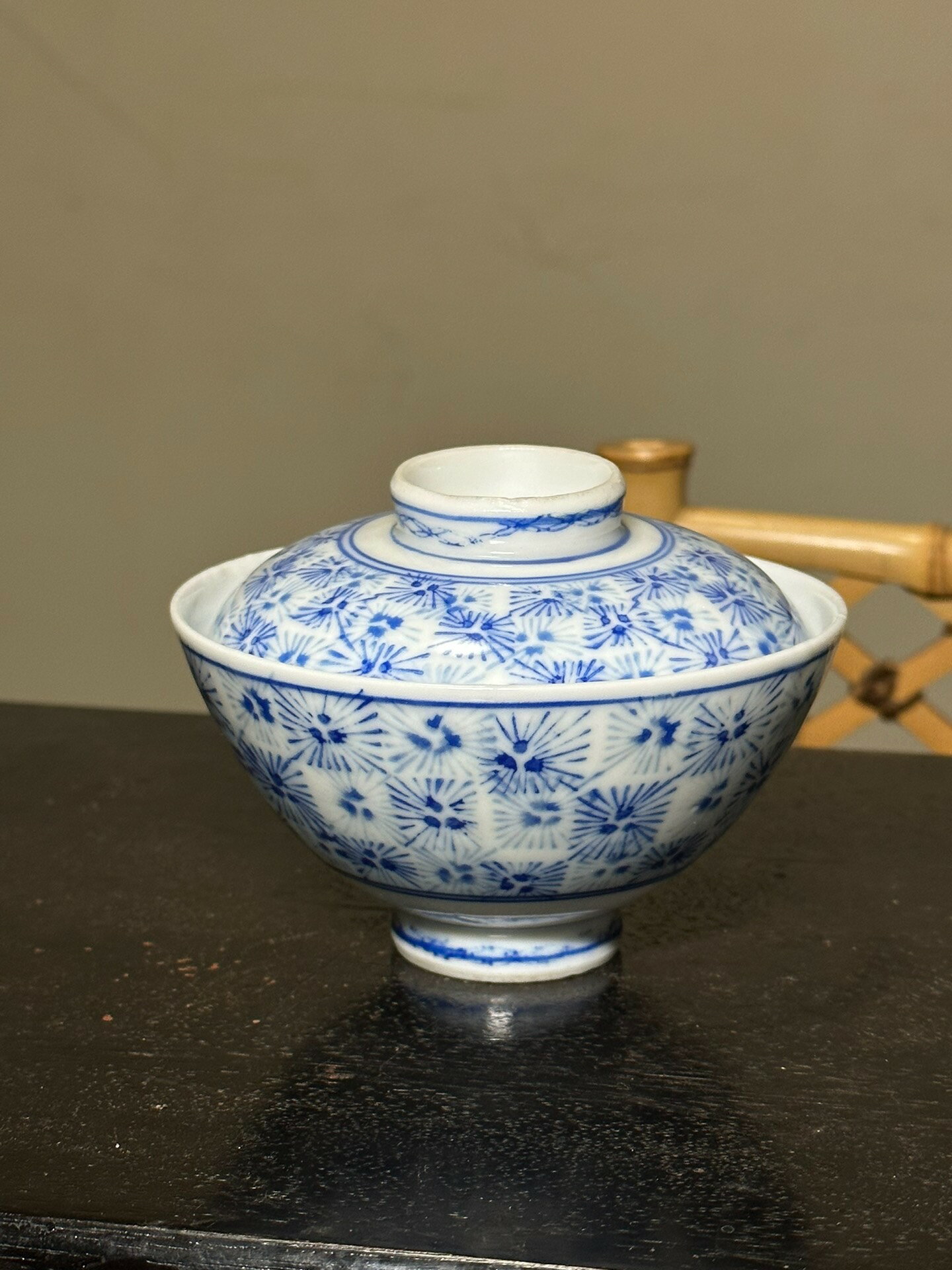 日本中古回流年代物手繪青花功夫茶蓋碗 茶碗