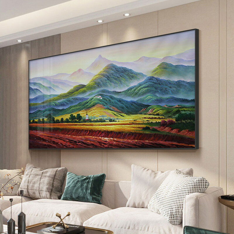 客廳裝飾畫臥室現代簡約靠山招財壁畫山水中式抽象沙發背景墻掛畫
