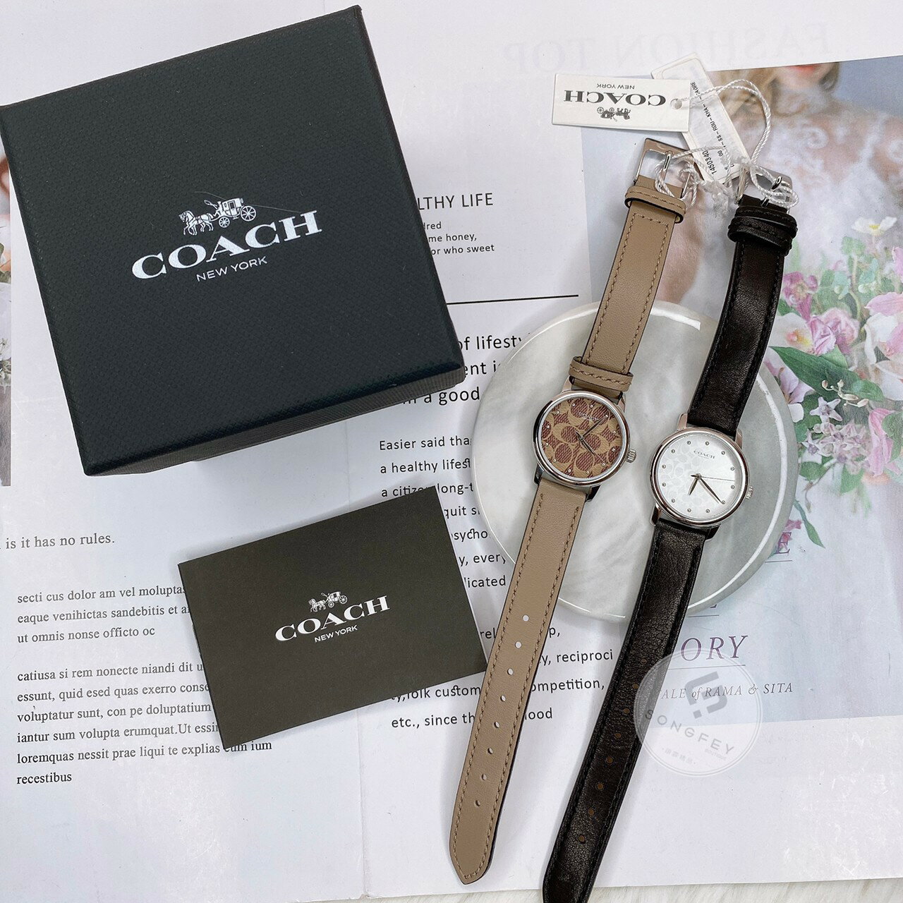美國代購 臺灣現貨 Coach 滿版logo皮錶帶 女錶 14503402 14503403【送禮精選★APP下單點數4倍送】