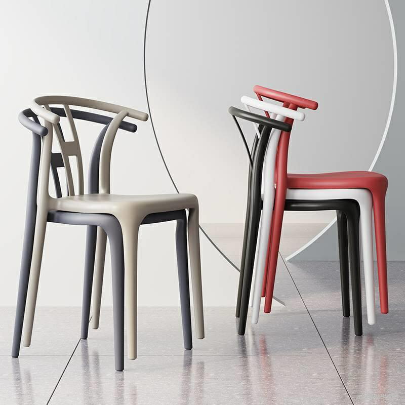 塑料椅子大人家用加厚現代簡約書桌牛角凳子靠背戶外膠椅北歐餐椅
