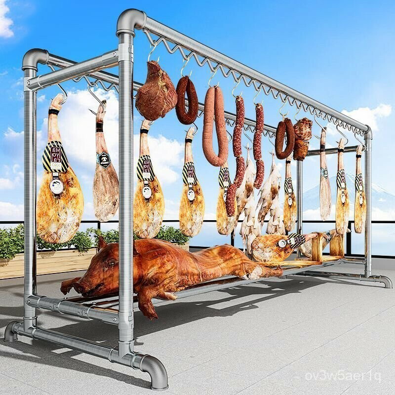 開立發票 免運防風鍍鋅鋼管晾衣架 臘貨鹹肉香腸晾曬架 晾衣架 傢用陽臺水管涼衣桿 掛衣架 曬衣架 衣撐 衣架子 掛衣架 曬架 衣架