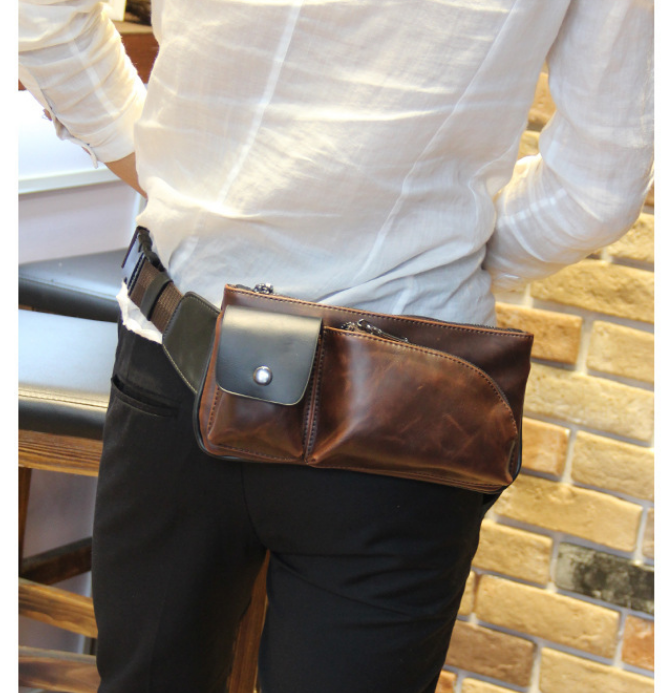 FINDSENSE X 男士復古男士腰包胸前休閑小腰包