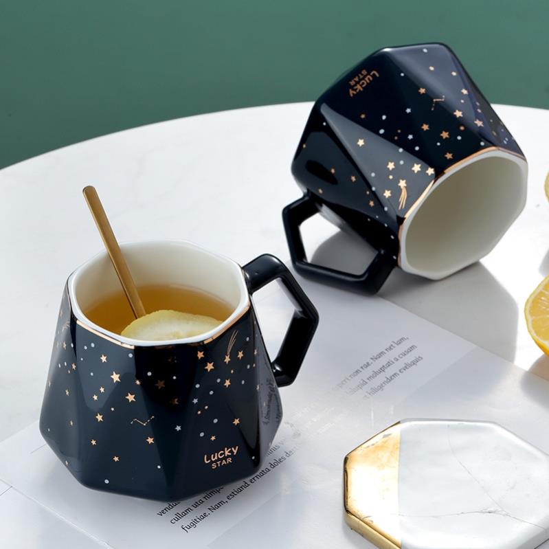 創意ins星空宇航員馬克杯帶蓋勺潮流陶瓷水杯學生牛奶咖啡茶水杯