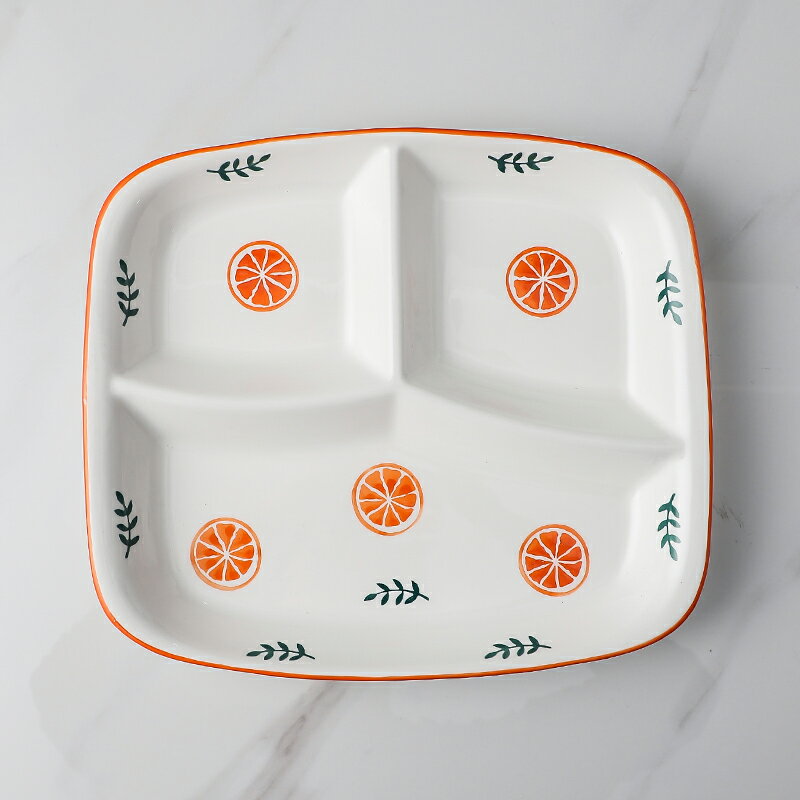 餐盤/分格餐盤 創意陶瓷分格盤一人食早餐盤兒童家用分餐盤定量盤子餐具套裝【HZ68289】