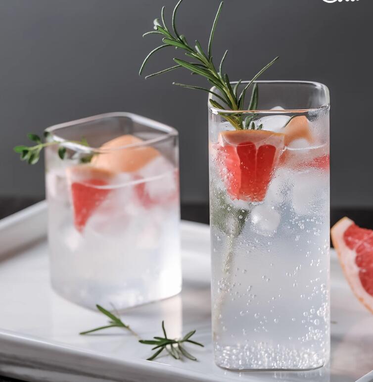 方形玻璃杯簡約透明水杯高硼矽耐熱家用高顏值飲料咖啡杯子【繁星小鎮】