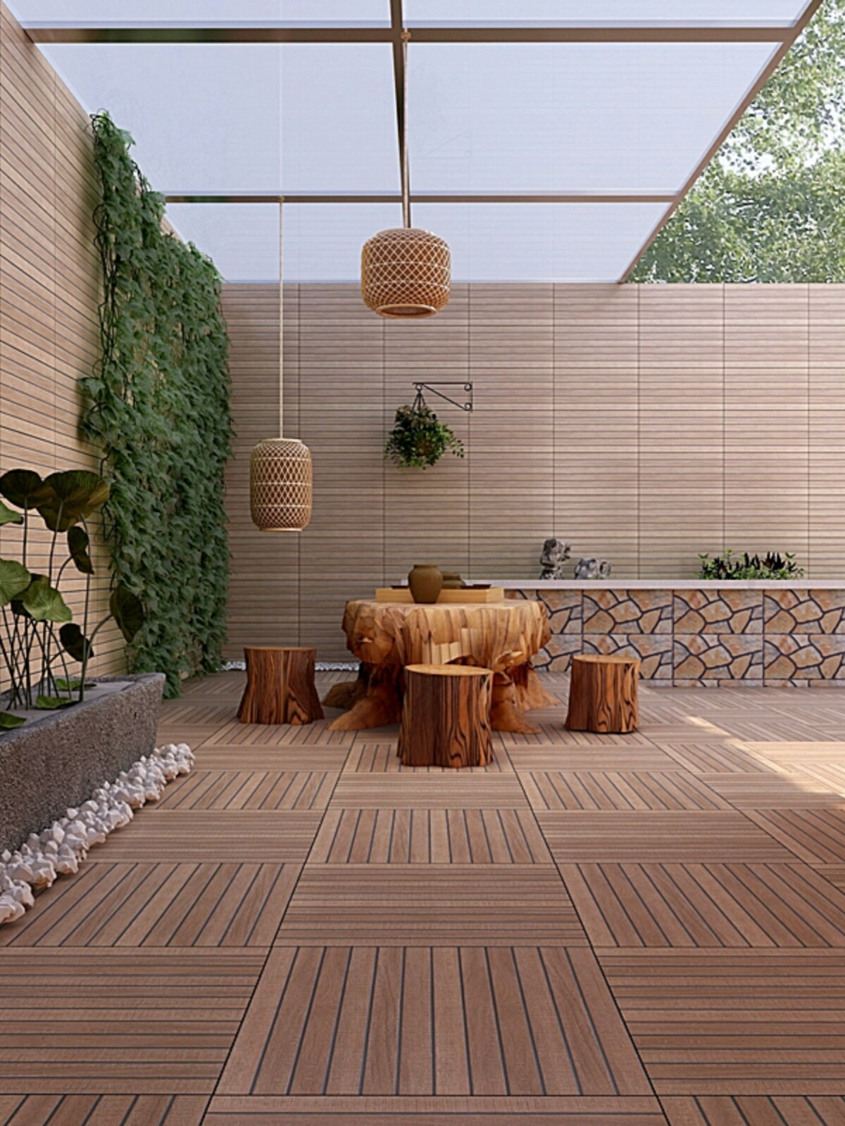 木紋瓷磚室外庭院地磚戶外院子花園陽臺露臺仿實木地板磚600x600