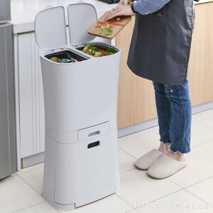 新品 日式家用創意廚房雙層分類垃圾桶客廳防臭簡約干濕分離大號垃圾箱