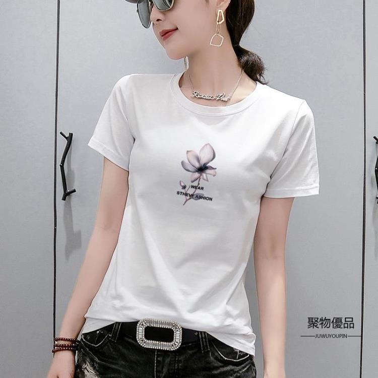 純棉短袖T恤女夏裝韓版女士顯瘦遮肚小衫半袖上衣【聚物優品】