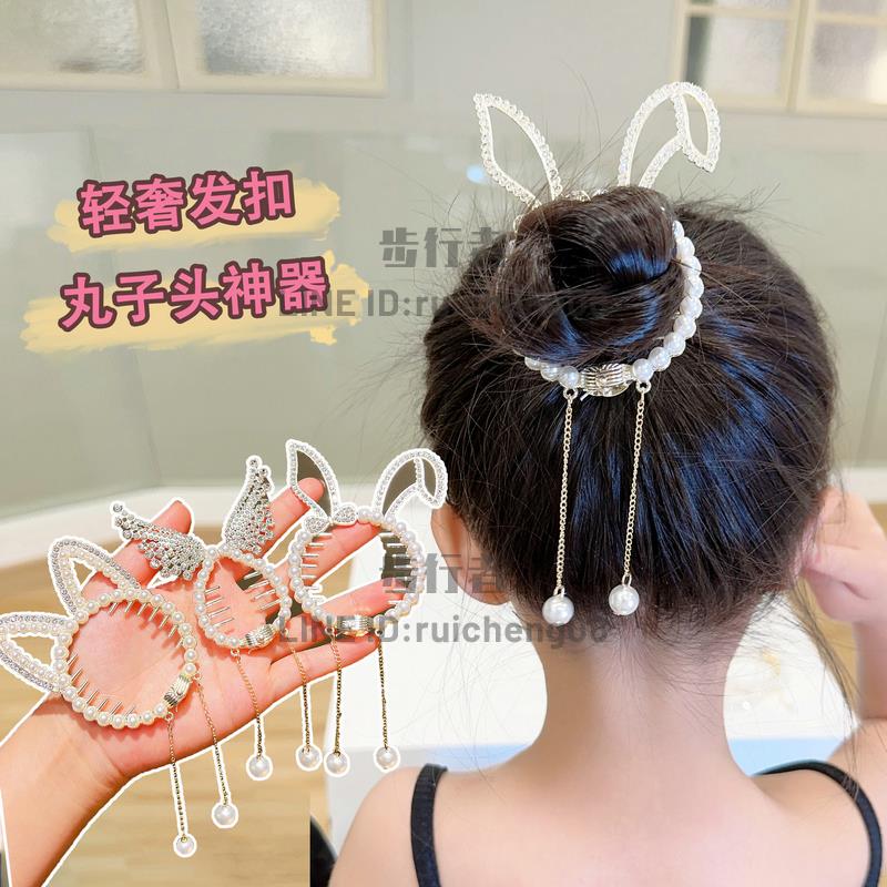 女孩新年發飾女童頭飾兒童過年扎丸子頭發扣抓夾女童發卡盤發頭飾【步行者戶外生活館】 2