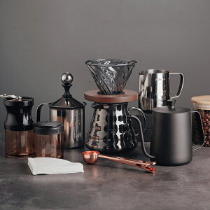 家用電動手沖咖啡機小型手搖磨豆機手磨研磨器煮咖啡濾杯套裝復古