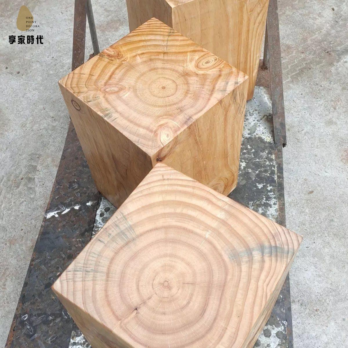 廠家直出 木墩 矮凳 邊幾 凳子 換鞋凳 實木方木墩原木墩木頭矮凳酒店擺件組合茶幾凳木樁凳雕刻方形墩子 工廠現貨 八折下殺syeb
