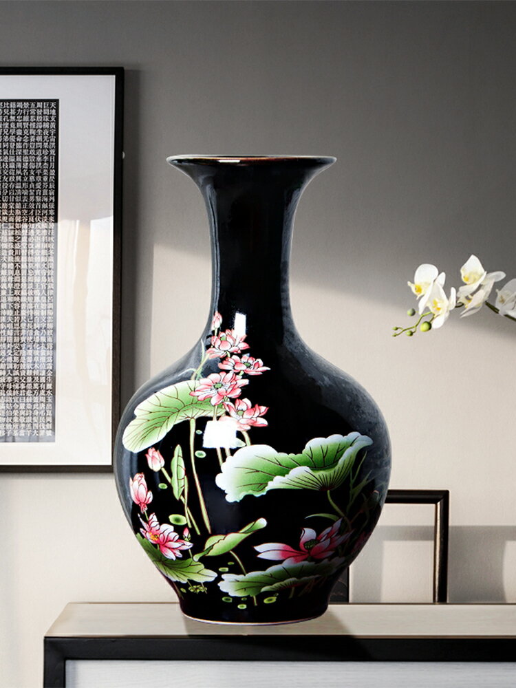 景德鎮陶瓷器博古架小花瓶擺件插花現代新中式家居客廳干花裝飾品