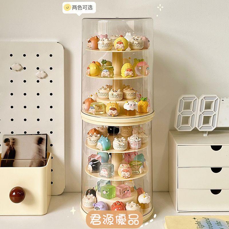 桌面展示架 貪吃崽崽萌粒展示盒旋轉盲盒收納展示架透明亞克力擺件手辦展示櫃