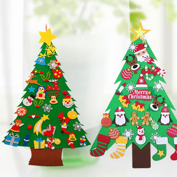 聖誕節 DIY毛氈 聖誕樹 不織布 重複黏貼 佈置 裝飾擺飾 交換禮物 耶誕 聖誕【BlueCat】【RXM0434】