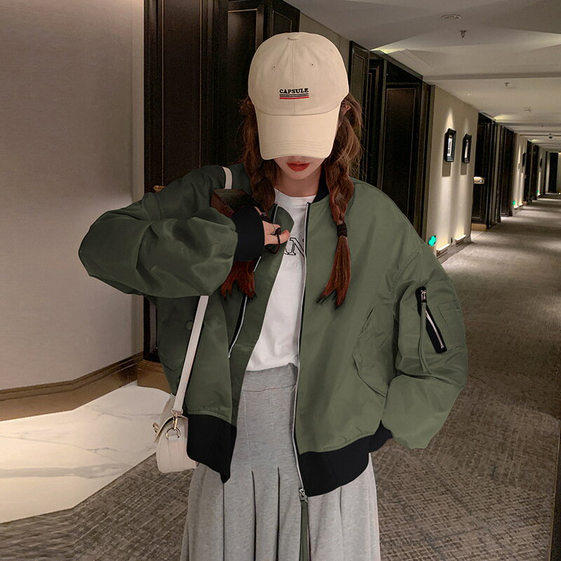 現貨+預購 棒球外套工裝夾克-純色寬鬆休閒百搭女外套7色74dd18【獨家進口】【米蘭精品】