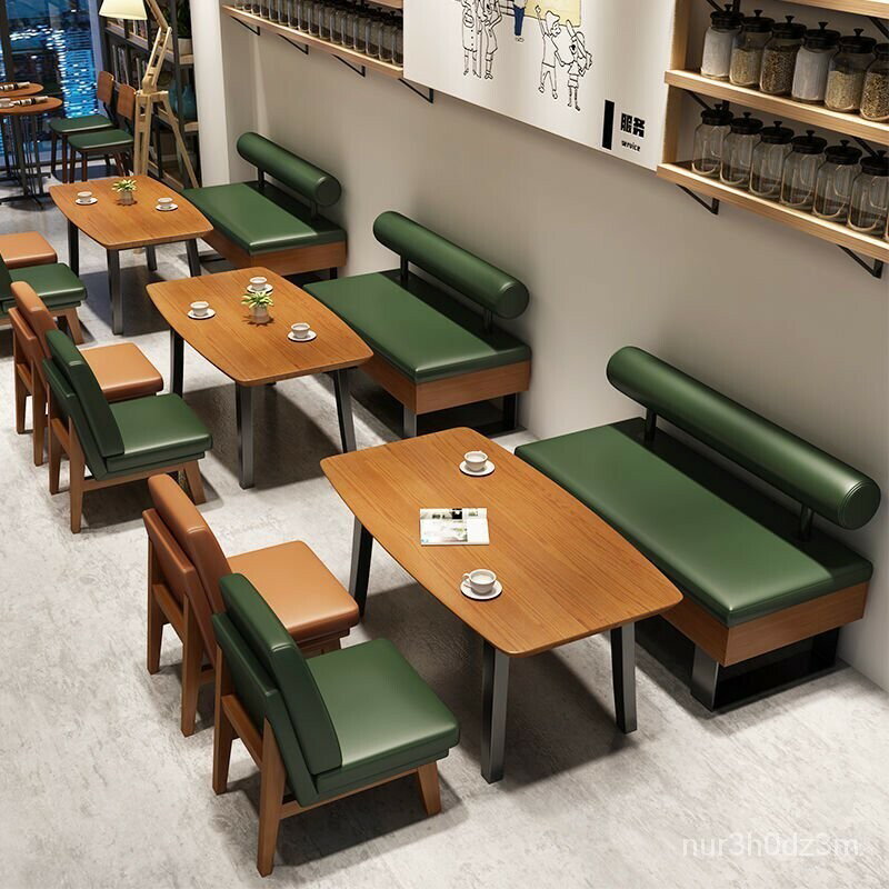 免運 開立發票 公司貨 【工廠直銷】可開票~定製連鎖店咖啡廳餐廳卡座沙髮休閒洽談餐飲店網紅奶茶店桌椅組閤特惠/快速出貨H0927