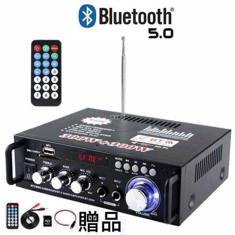 千人收藏【新品】擴大嘰 功放嘰 擴大器 12V功放嘰 真空管擴大器110V藍芽音箱 小型卡拉OK唱歌40W40W功率插卡隨身蝶