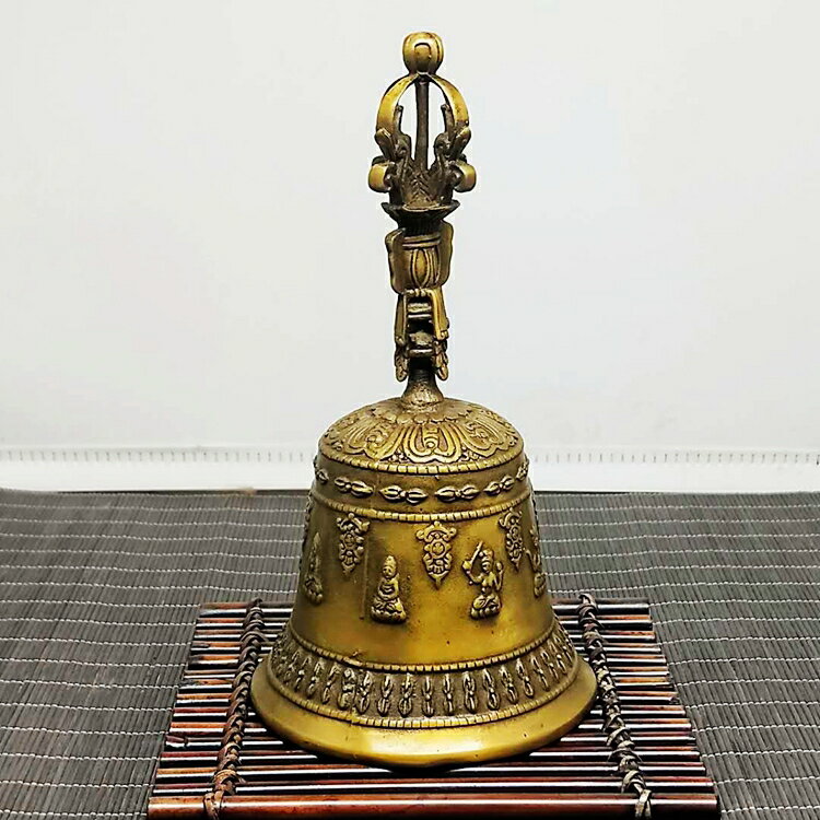 銅製 法器 手揺鈴 五股金剛密鈴 金剛杵銅鈴 装飾品 工芸品 置物 純銅手搖鈴鐺五股金剛鈴密宗法器金剛杵道士招魂銅鈴鐺降魔銅鈴鐺
