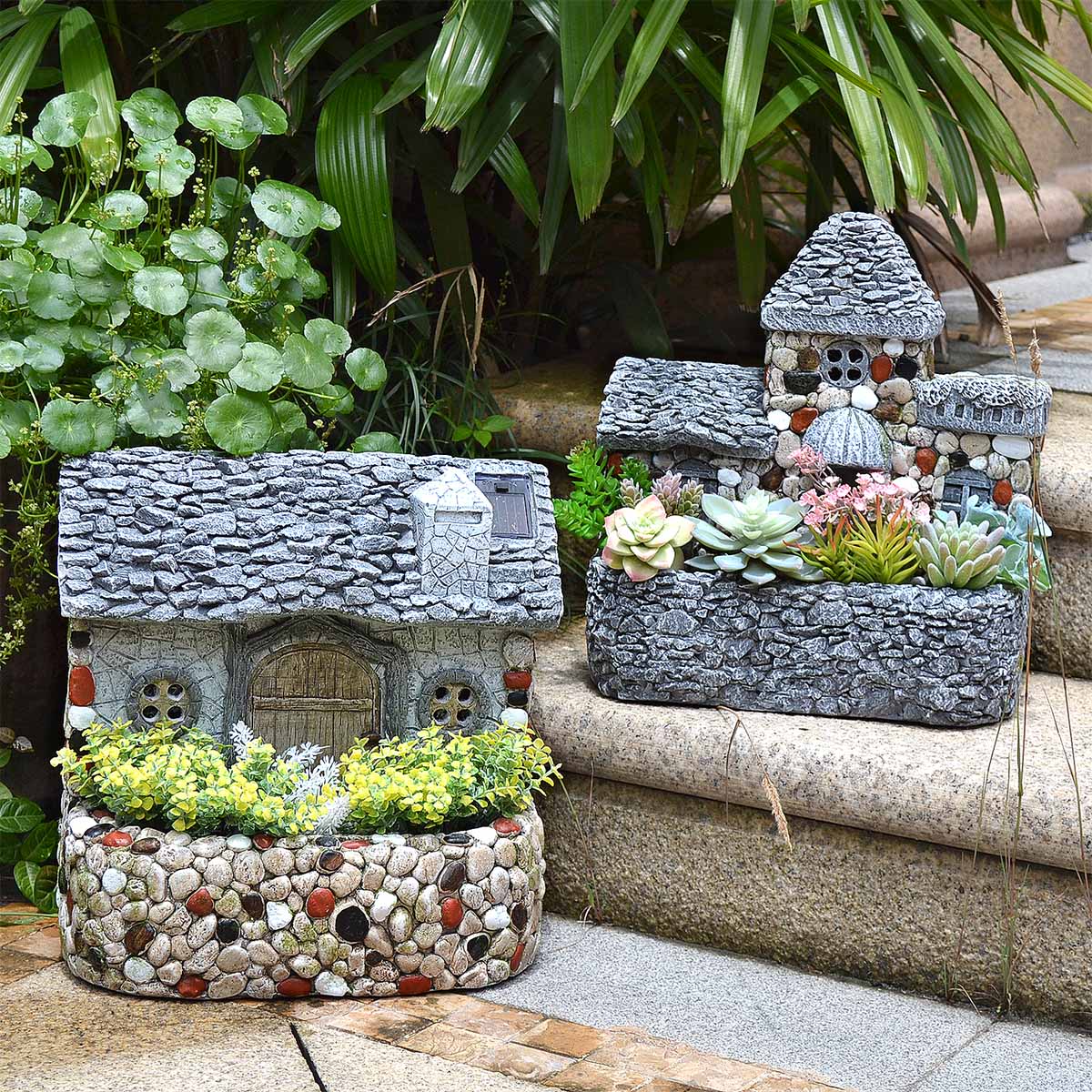 戶外草坪別墅農家樂幼兒園房子庭院微景觀花園藝裝飾動物花盆擺件 1