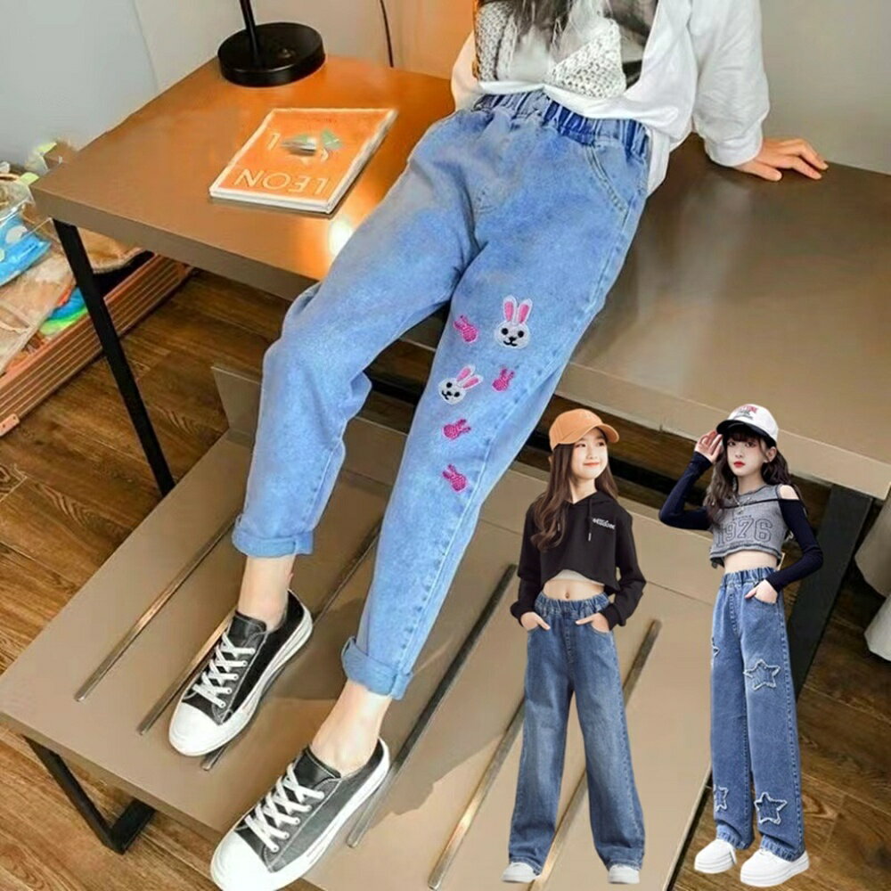 Baby童衣 兒童牛仔褲 女童牛仔直筒褲 中大童鬆緊牛仔褲 89149