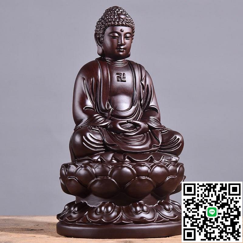 黑檀木雕釋迦牟尼佛像擺件摩尼佛西方三聖阿彌陀佛實花梨木工藝品