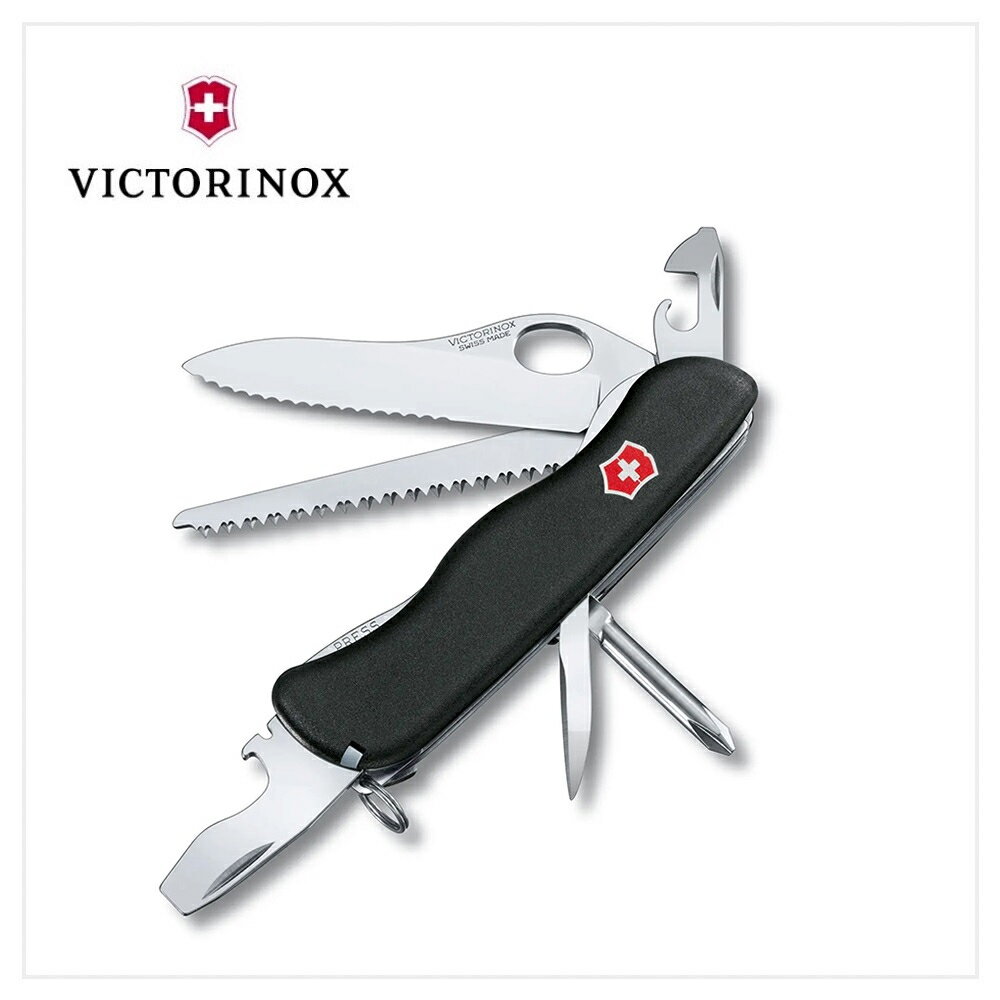 VICTORINOX 瑞士維氏 瑞士刀 軍用附安全鎖 12用 111mm 黑 0.8463.MW3