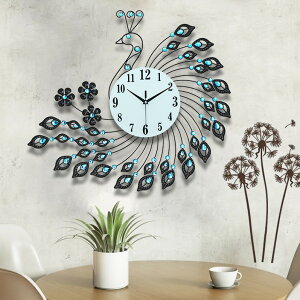 熱銷新品 優質 時鐘 孔雀鐘錶 掛鐘 客廳創意現代簡約時鐘個性藝術裝飾夜光石英鐘靜音 雙十一購物節
