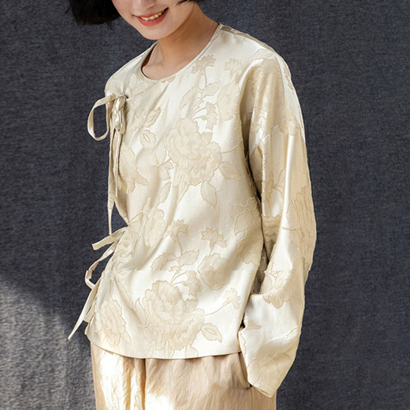 【巴黎精品】現貨+預購 罩衫防曬外套-國風繫帶緞面提花女外套a1gq94