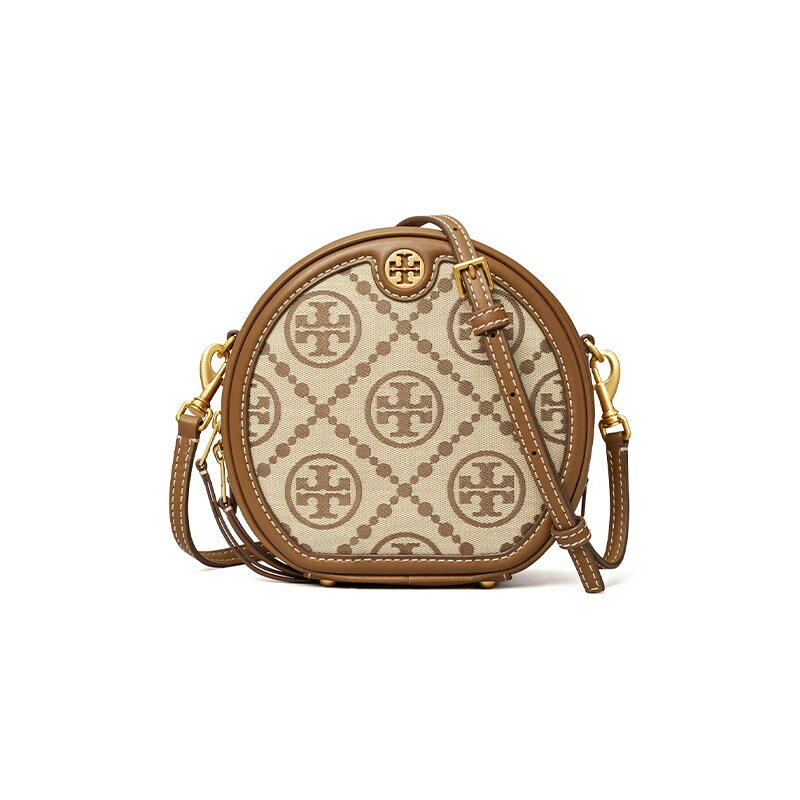 精選★TORY BURCH T MONOGRAM 老花布配牛皮圓形斜挎包 88168/88487 (修補整新品藍現貨) ~【母親節禮物★菲尼斯 國際精品3折起 春夏新品 換季下殺】 1