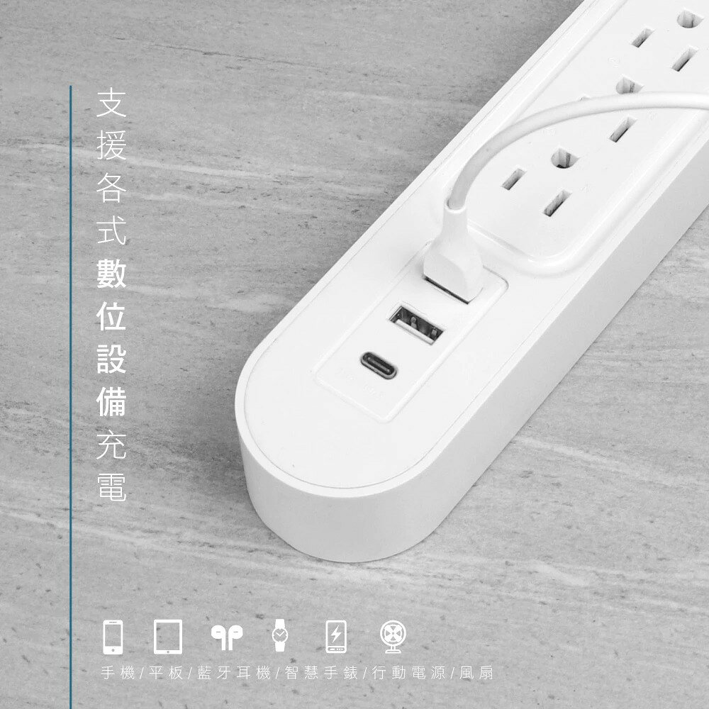 【KINYO】1開3插三USB延長線 (CGU) 6呎/9呎 USB充電 防雷突波 防火耐燃 過載防護 5
