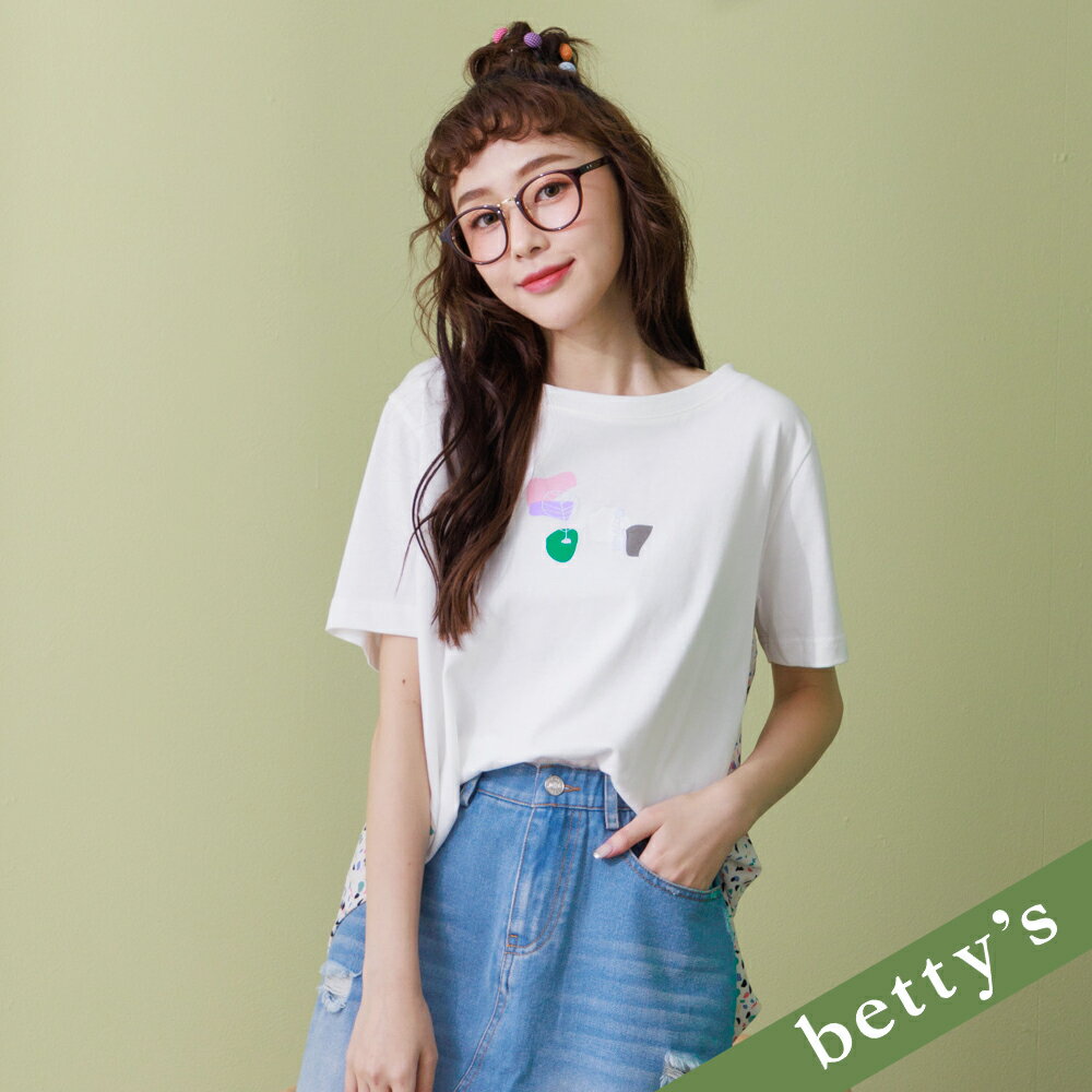 betty’s貝蒂思 彩色點點雪紡拼接T-shirt(白色)