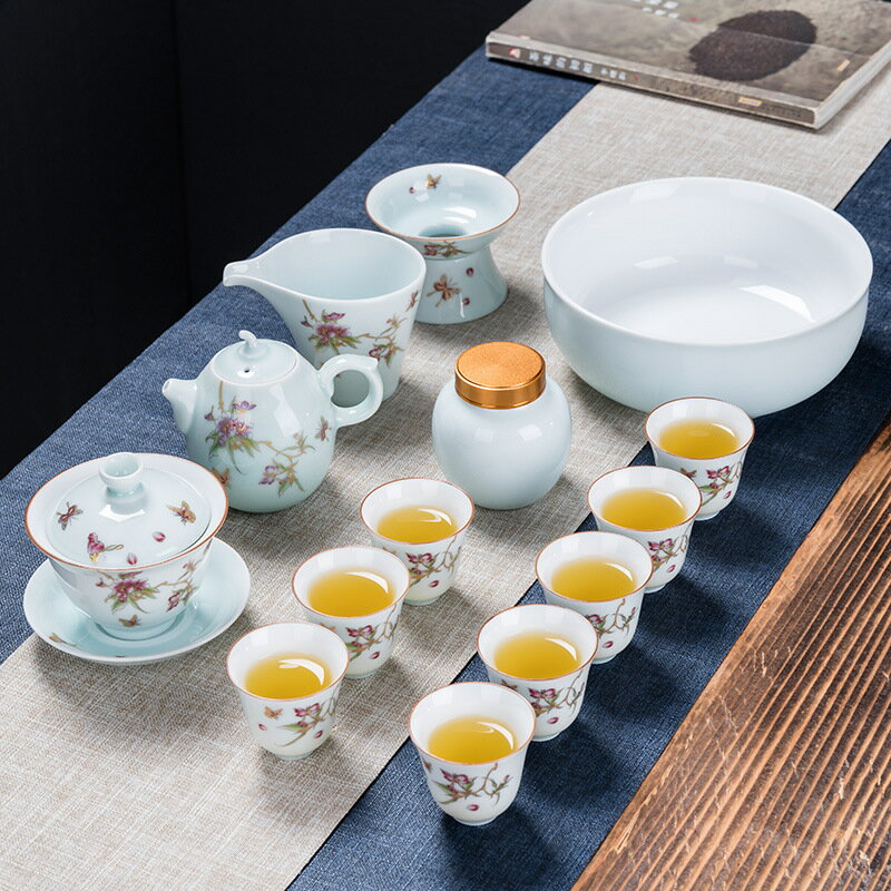 功夫茶具套裝家用簡約青花瓷陶瓷德化白瓷茶具整套茶杯商務禮品