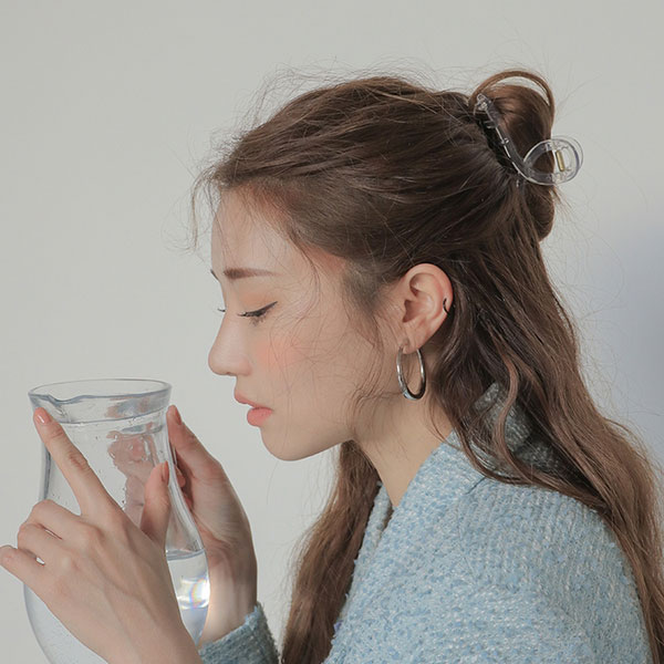 ANNAS 正韓 爆款 鯊魚夾 透明 大理石 琥珀色 抓夾 髮夾 大號 壓克力 韓國 2