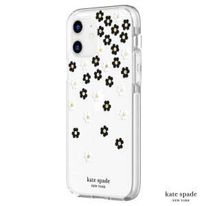 強強滾p-Kate Spade iPhone12/12Pro 6.1吋 Scattered Flowers黑白小花+金色